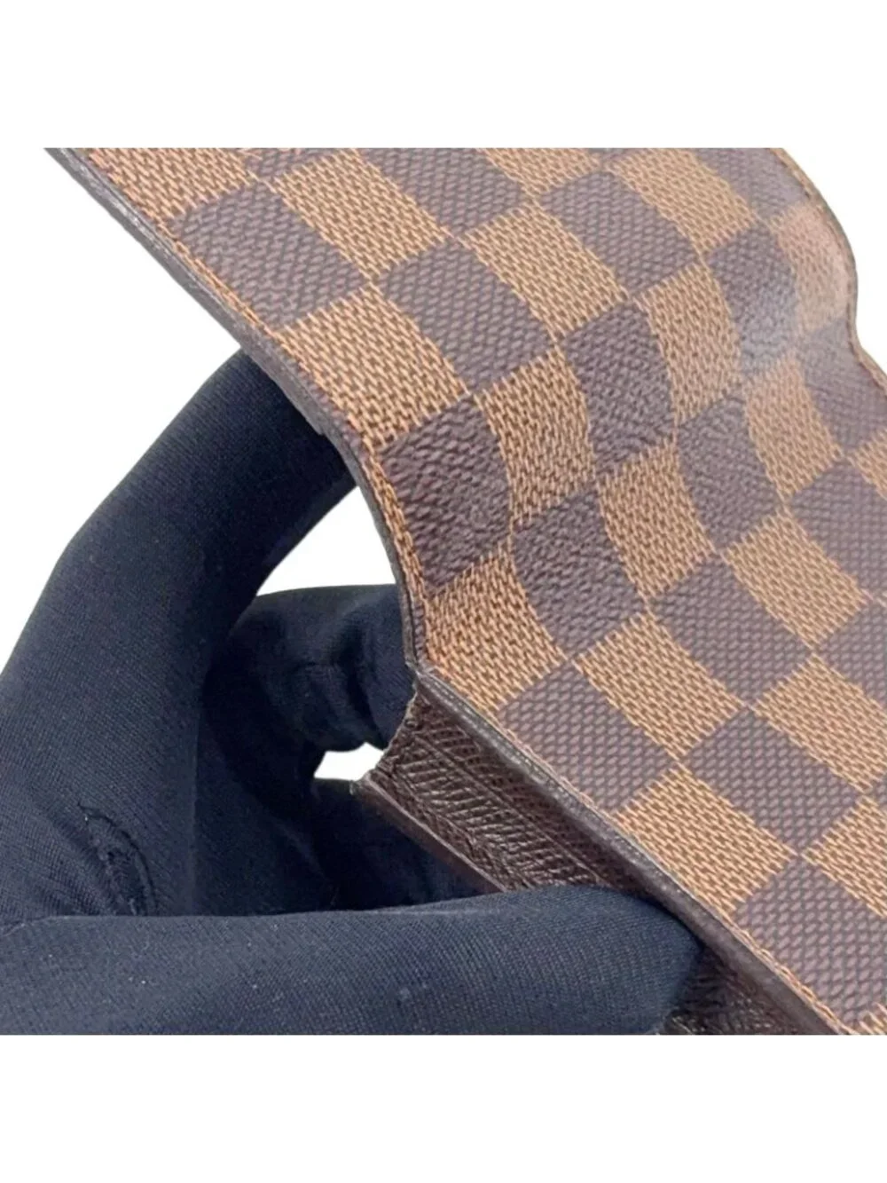 Louis Vuitton Business Card Holder Damier Ebene Leather Brown Case